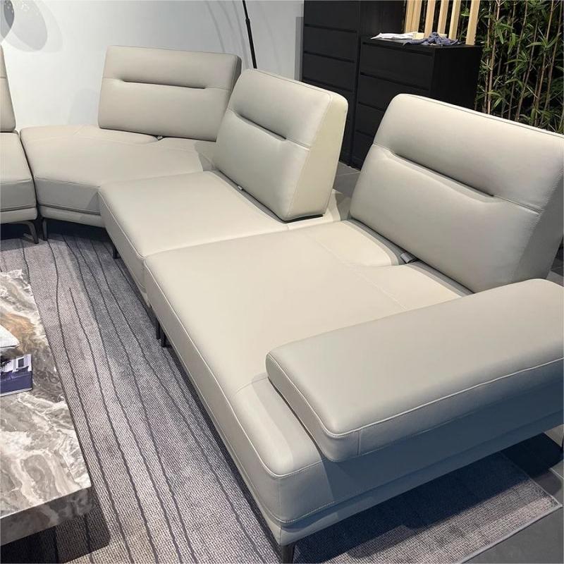 Moderno sofá de cuero minimalista italiano sala de estar tamaño de casa cabeza de cuero ajustable sofá de respaldo combinación image 5