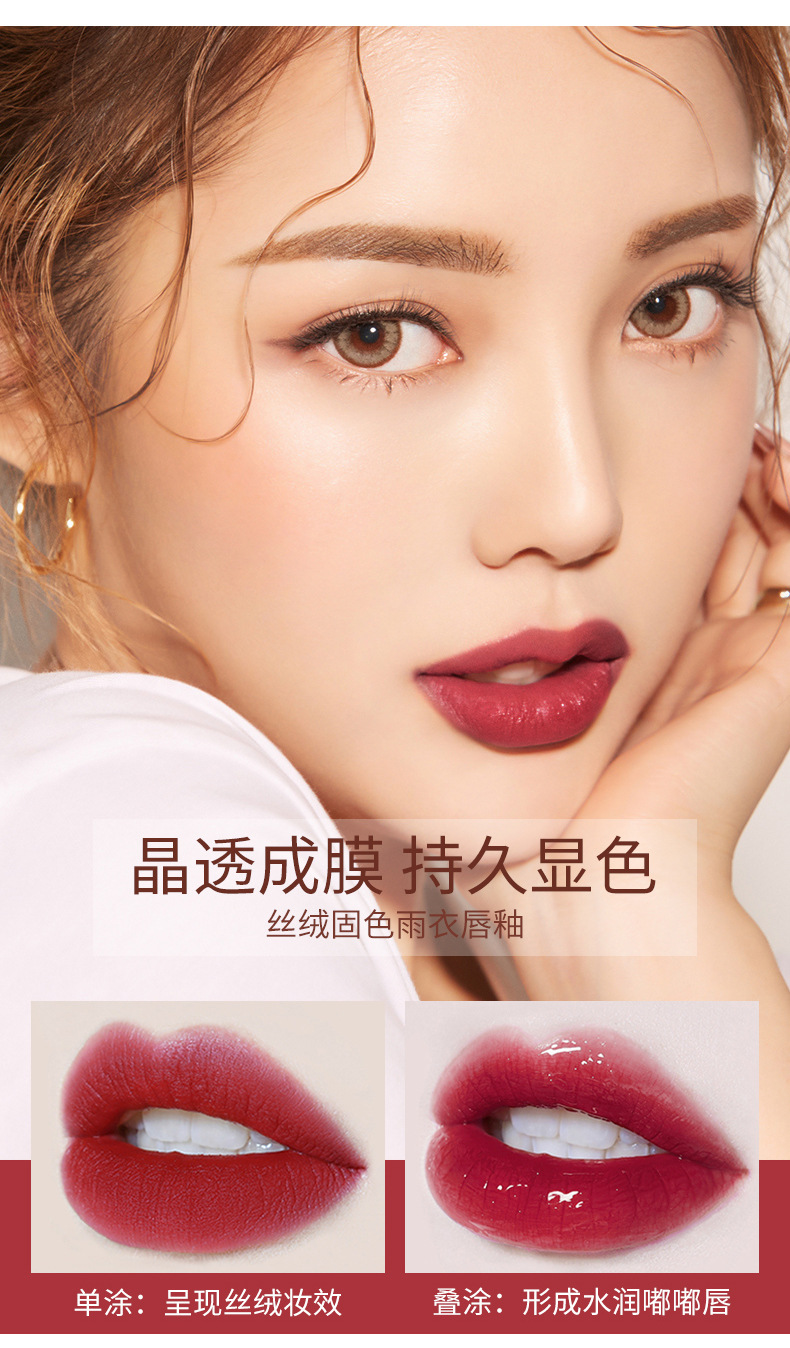VIBELY Double-head Lip Gloss Raincoat, non-stick cup, Water Gloss mirror Lip Gloss Raincoat, Lipstick Setting Wonder, Setting liquid Item Picture