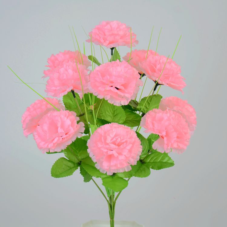 Henan Photos Pantalla Flor artificial 12 Clavel de rama verde afrutado Decoración Flor Ramo del Día del Maestro
