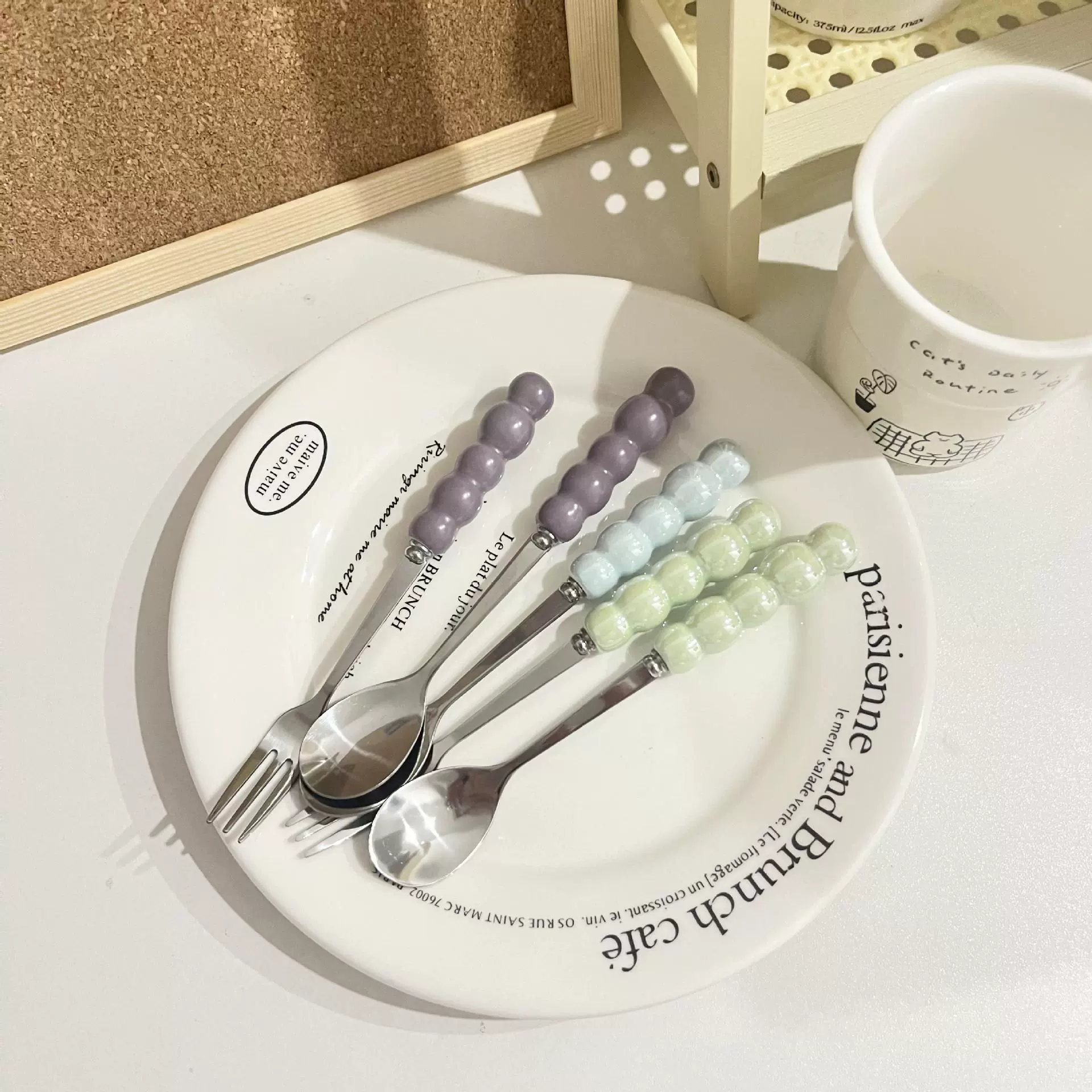 Керамическая ручка из нержавеющей стали от Pearl, столовые приборы, десертная вилка для фруктов