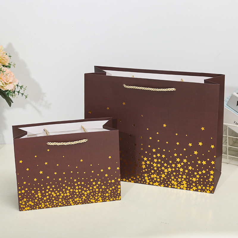 横袋星星礼品袋手提袋纸袋服装购物袋生日回礼伴手礼礼盒牛皮纸