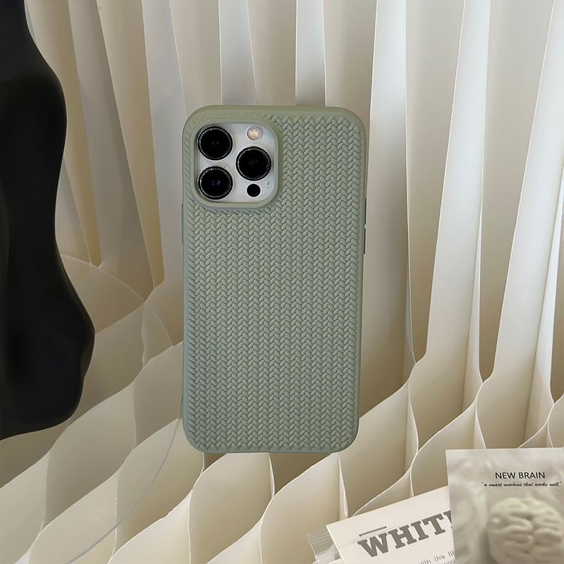 肌感織り紋はiphone15リンゴ16携帯ケース14pro高級感11レトロX純色13ソフト|undefined