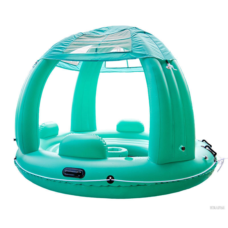 新款 PVC大型充气遮阳浮岛游泳浮排水上乐园泳池户外蓝牙冰桶