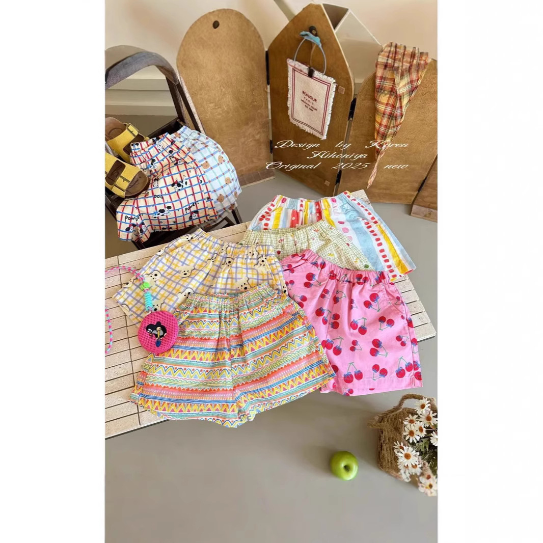 2025 Summer Casual Ethnic Style Parent-Child Animal Print Sweat-Absorbent Breathable Thin Shorts Beach Pants for Middle and Large Children