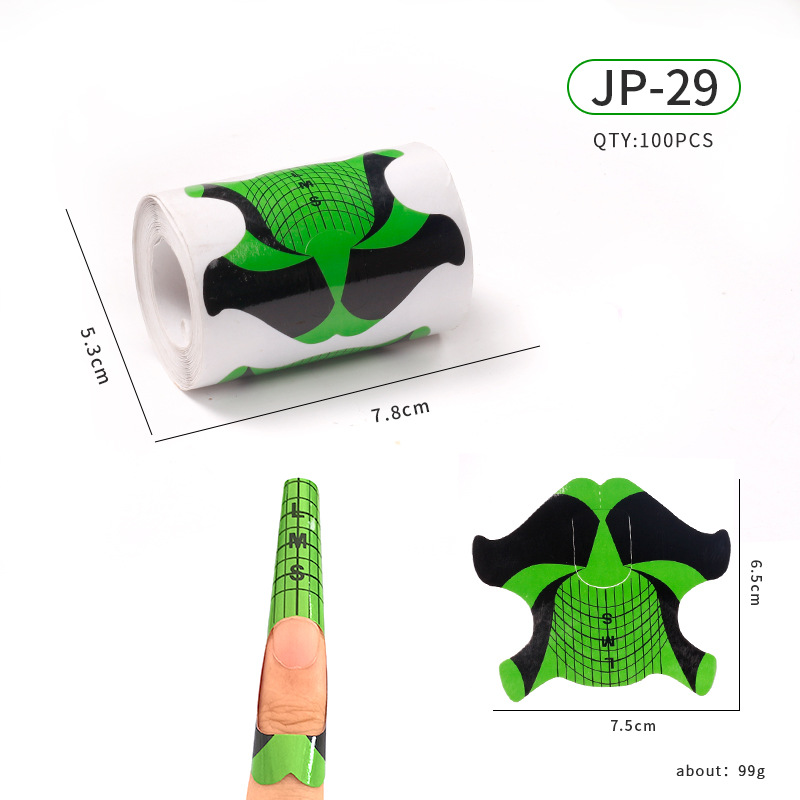 Soporte de papel de uñas de herradura extensión de fototerapia de cristal herramienta de uñas arte de uñas mariposa mosca titular de dedo rectangular 100 unids/rollo