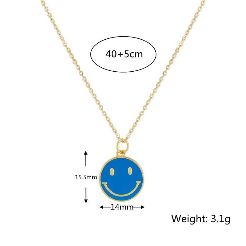 Summer New Smiley Face Copper Necklace 18K Color Preserving Jewelry Dripping Oil Smiling Face Clavic
