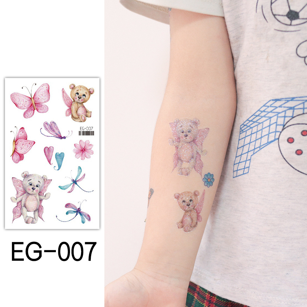 Ruikarong transfronteriza de dibujos animados brillo sirena tatuaje pegatinas mariposa impermeable niños tatuaje pegatinas ventas directas de la fábrica