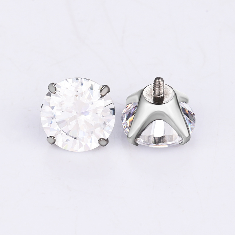 Zesen F136 Titanium Alloy 5A Claw Zirconium Internal Thread Ear Nail Accessories Zircon G23 Titanium Lip Nail Puncture Jewelry detail image 10