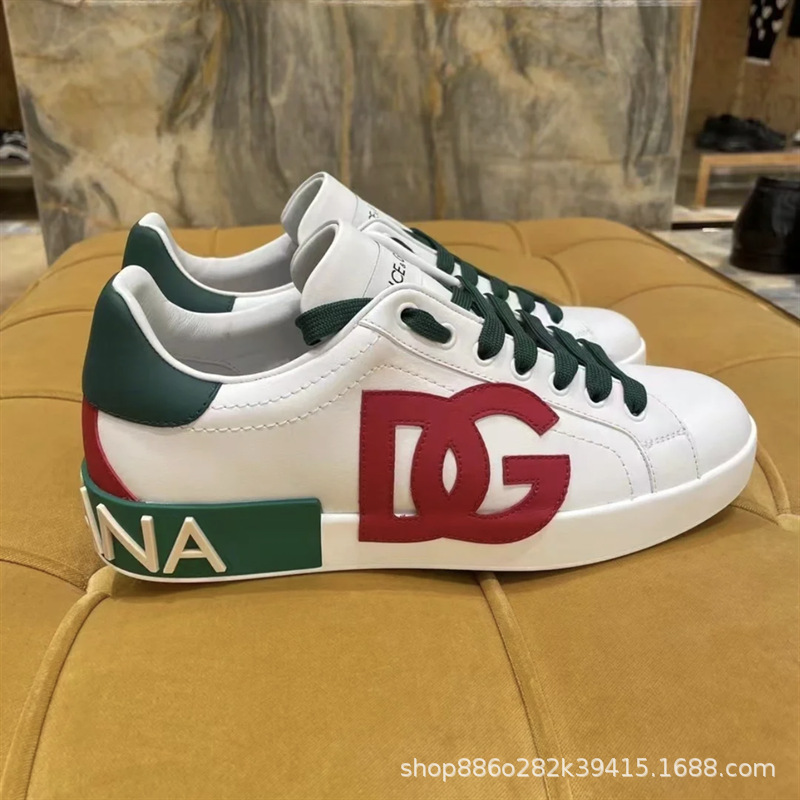 De gama alta de lujo D de cuero genuino de los hombres de moda DG deportes zapatillas de deporte casuales zapatos bajos de los hombres de comercio exterior zapatos de cuero de las mujeres de moda