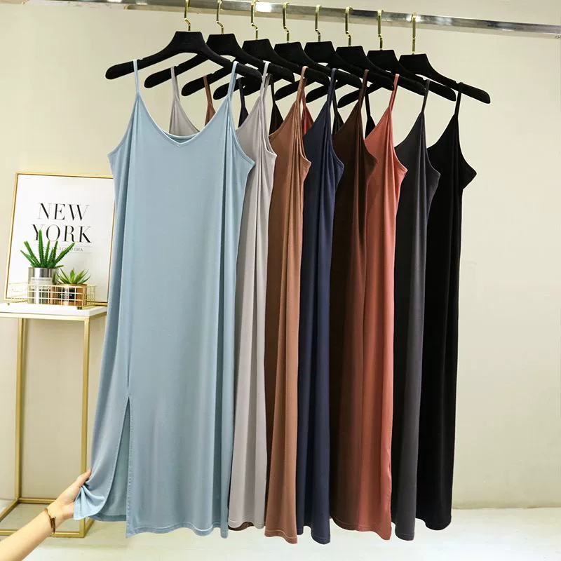 Однотонная юбка на подтяжках, ночная рубашка, женское сексуальное платье средней длины, домашняя и уличная одежда, пижама, тонкая юбка, цельная юбка