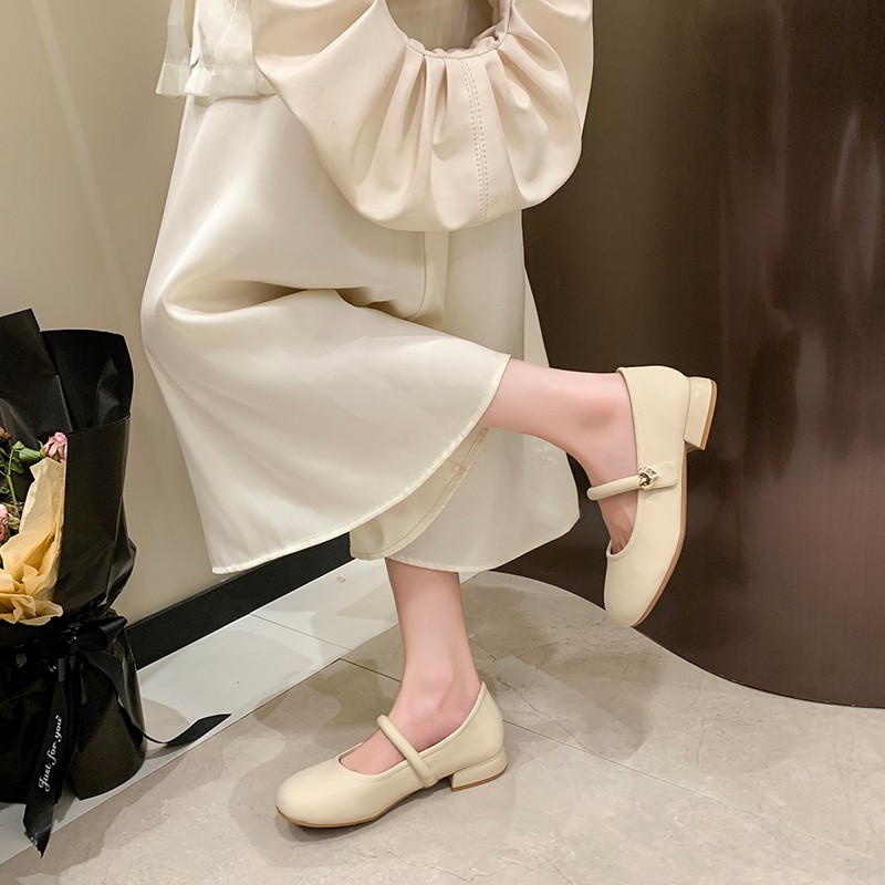 Women's Shallow-cut Single 2026 New Summer Style With Chunky Heels Soft Soles, Elegant And Gentle French Mary Jane_vogvips.com