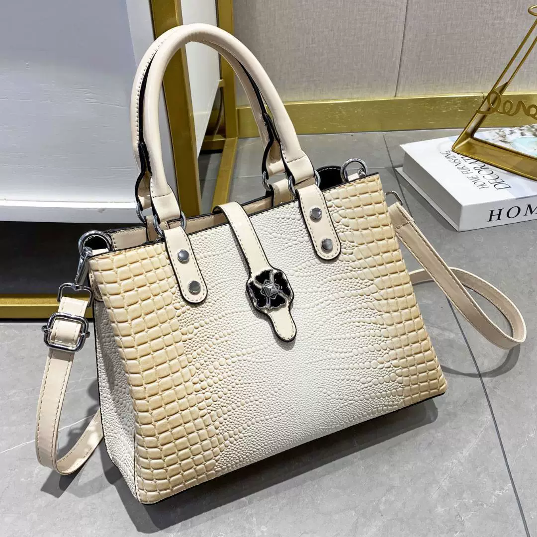 Capacious one-shoulder bag, crocodile print, 2023 collection