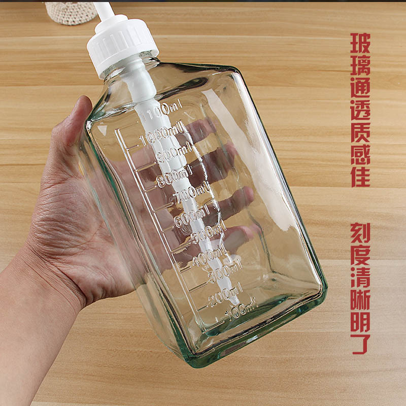 糖壓瓶手壓式玻璃擠壓瓶奶茶店果糖瓶按壓頭商用定量器果汁塑料瓶