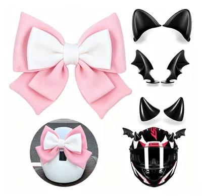 Rear Accessories Horn Cat — Motosiklet dəbilqələri - pink-and-white-bow-4-piece-set