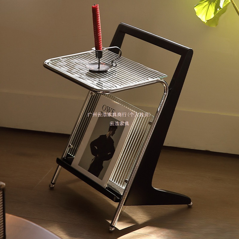 Simple Design Solid Wood Coffee Table for Living Room Sofa Side Creative Small Table Balcony Light Luxury Glass Tea Table