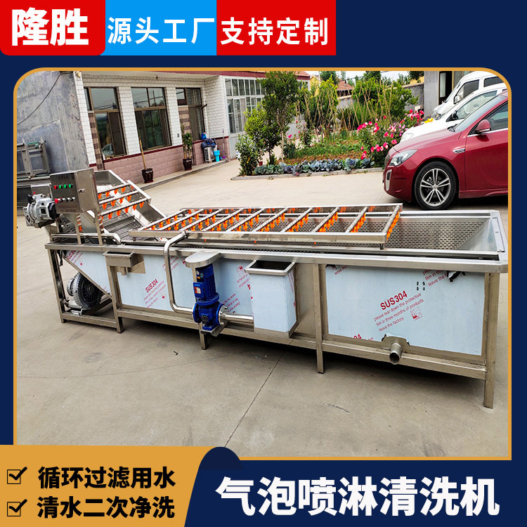 全自动气泡清洗流水线 喷淋式蔬菜清洗设备 紫皮茄子气泡清洗机