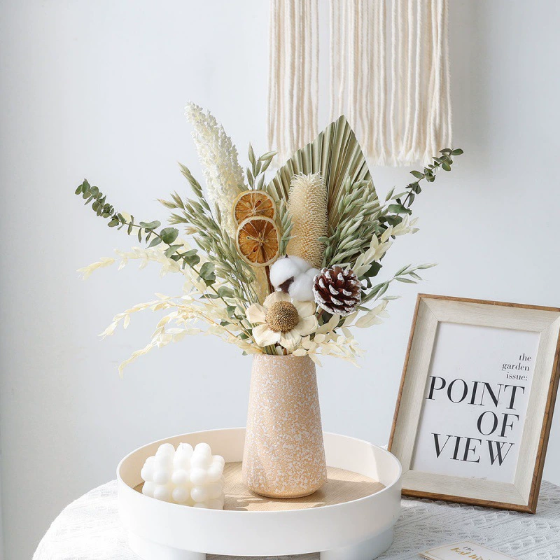 Европейский и американский стиль подарочные цветы сухие на воздухе, сухие букеты, смешанные и эвкалипские листья, украшенные дома, хлопок легкий и экстравагантный