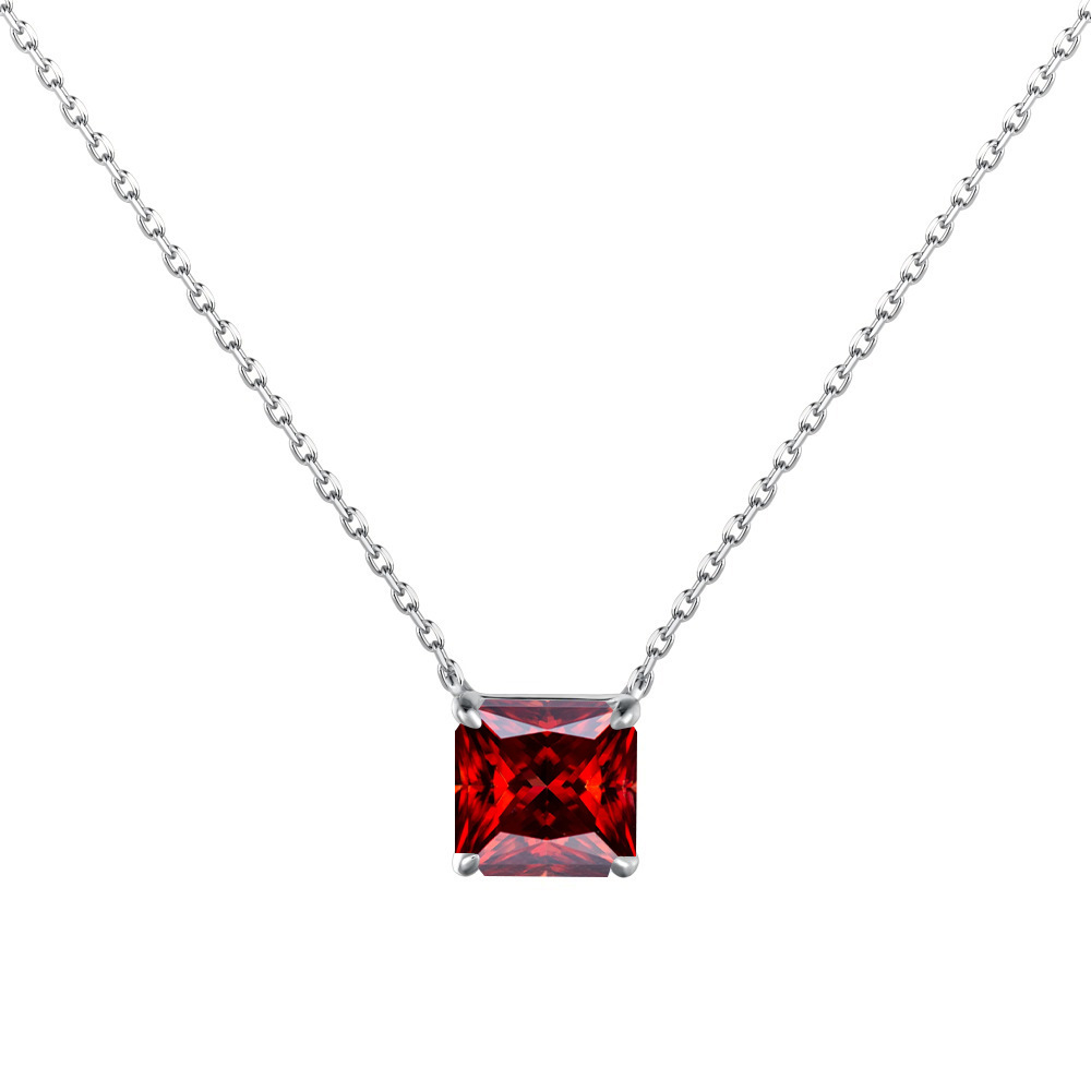 3CT8mm collar de piedra de la princesa colorida colgante rosa púrpura pálido plata S925 collar de piedra