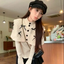 早秋冬季新款温柔风时尚两件套毛衣打底针织衫套头披肩针新款