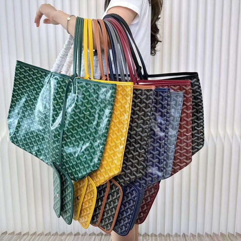 Goyard/戈雅牛皮荔枝纹棉麻托特包Tote子母包潮流复古单肩手提包|undefined