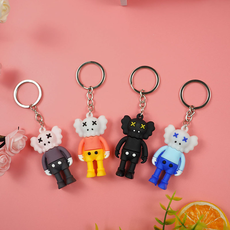 Trendy Couple Sesame Street Keychain Kaws Keyring Simple Doll Pendant Bag Charm Small Gift