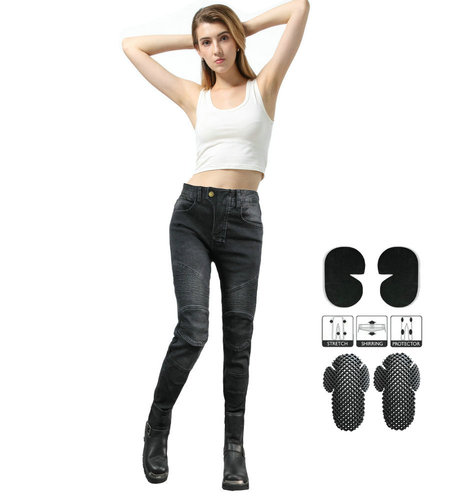 VOLERO Motorcycle Jeans Women's Motorcycle Racing Riding Pants Retro Elastic Anti-Collision Pants Standard Protective Equipment
