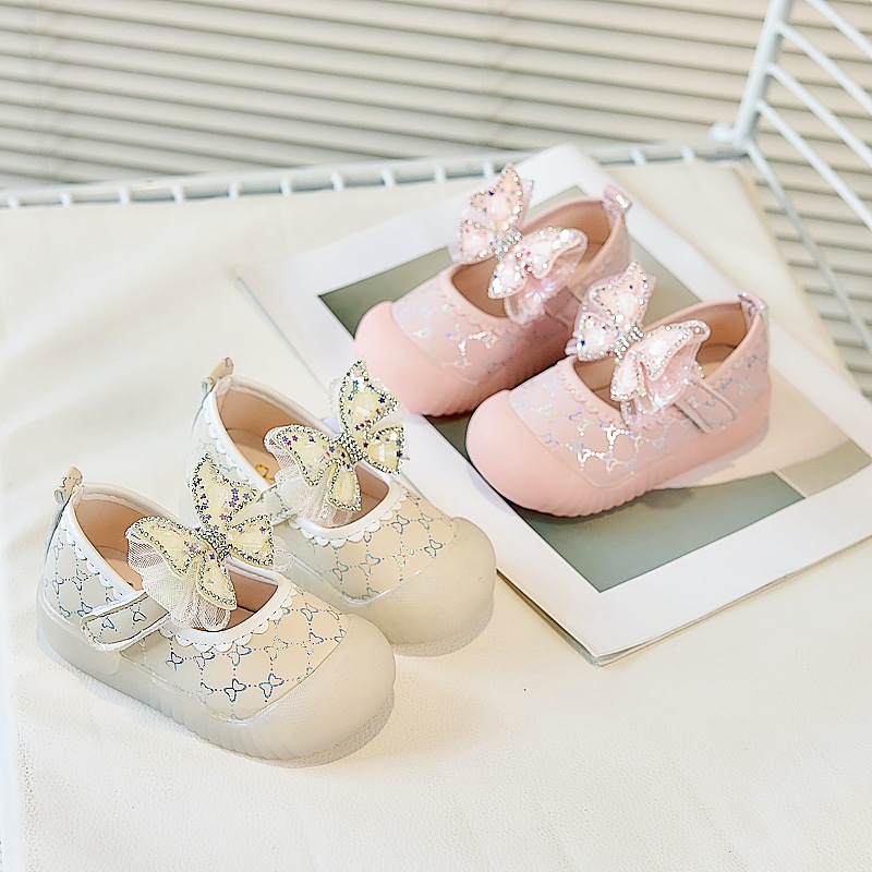 Zapatos para niños pequeños para niñas, primavera y otoño, nuevos zapatos de princesa antideslizantes de suela suave, protección de pies para niños, zapatos transpirables para bebés