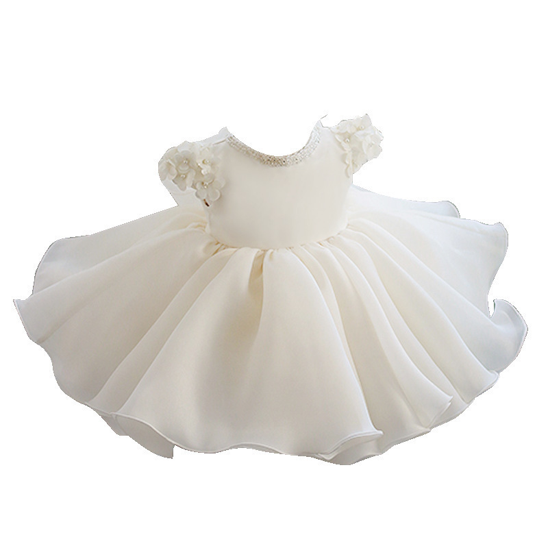 Mutter & Kind Prinzessinnenkleid für kleine Mädchen, Kinderfestkleidung, weißes Hochzeitskleid, Blumenmädchenkleid, Outfit für den ersten Geburtstag eines Babys_voghion.com