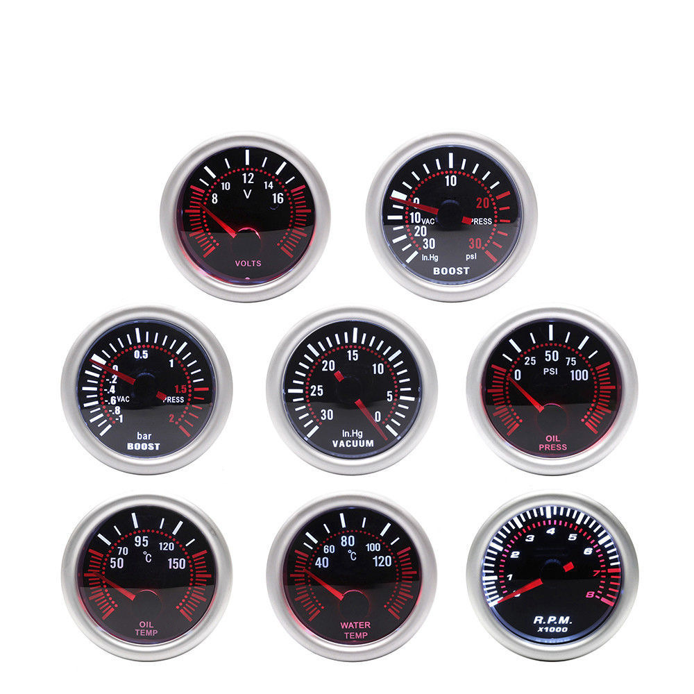 2-inch 52mm car modification instrument 12V universal racing instrument for boost pressure, water temperature, oil temperature, oil pressure, and voltage