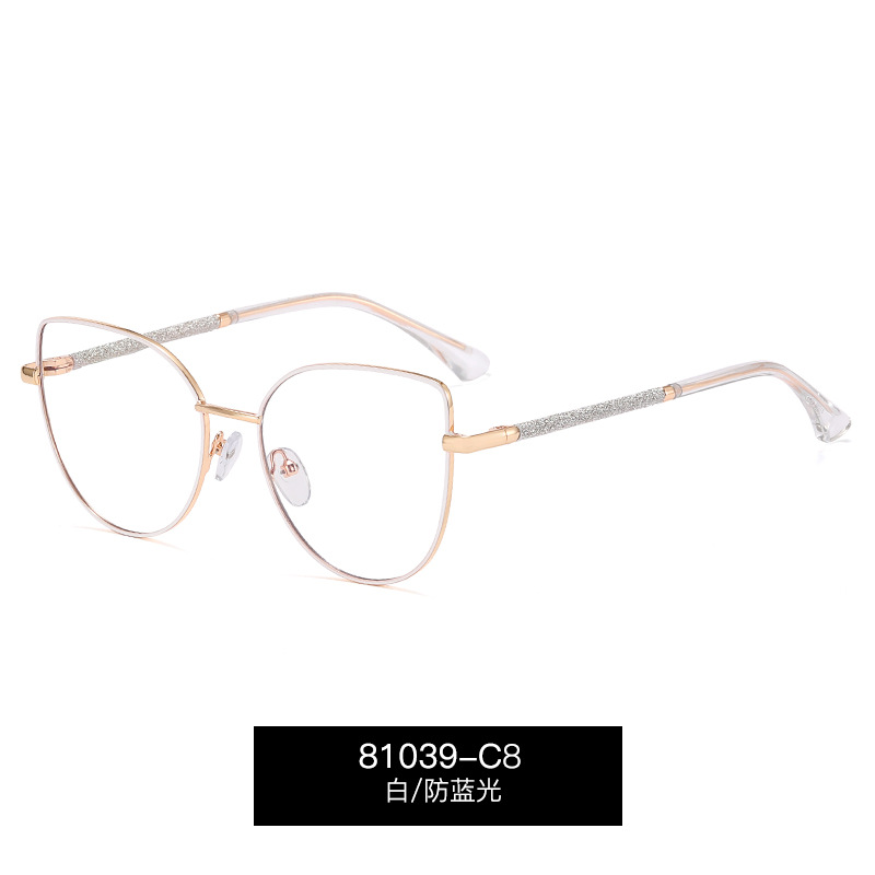 81039 moda metal de moda protector de la cara marco de gafas de luz azul marco de gafas de cara delgada gafas de miopía con grados
