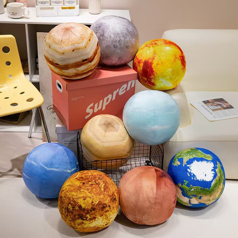 Simulación de la tierra sol luna planetas colgantes juguetes de peluche almohada esférica regalo para niños muñecas de tela