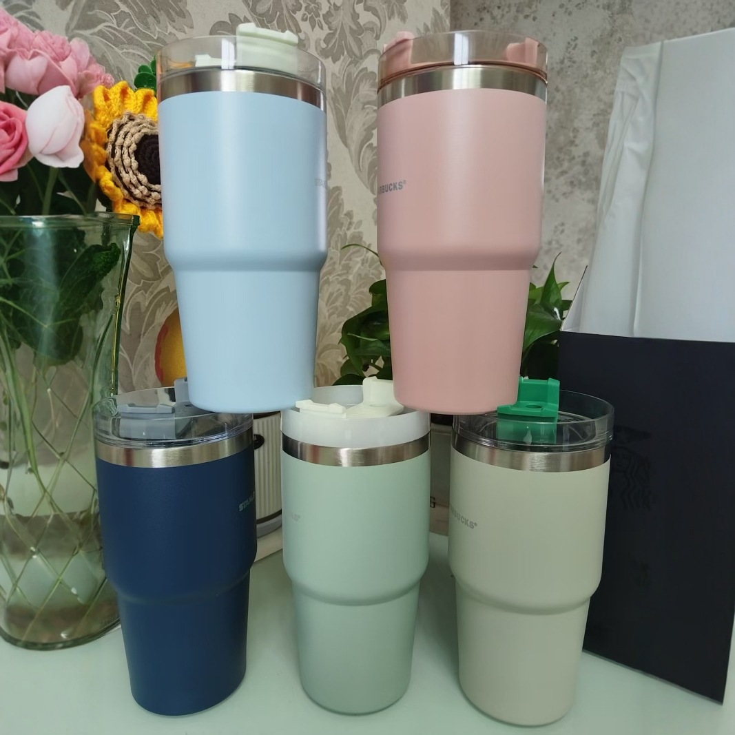 车载冰霸杯星巴同款亚马逊304保温杯不锈钢大容量咖啡汽车杯吸管