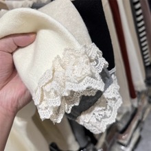 设计感甜美蕾丝拼接连帽长袖针织衫女毛衣2025秋装新款打底衫上衣