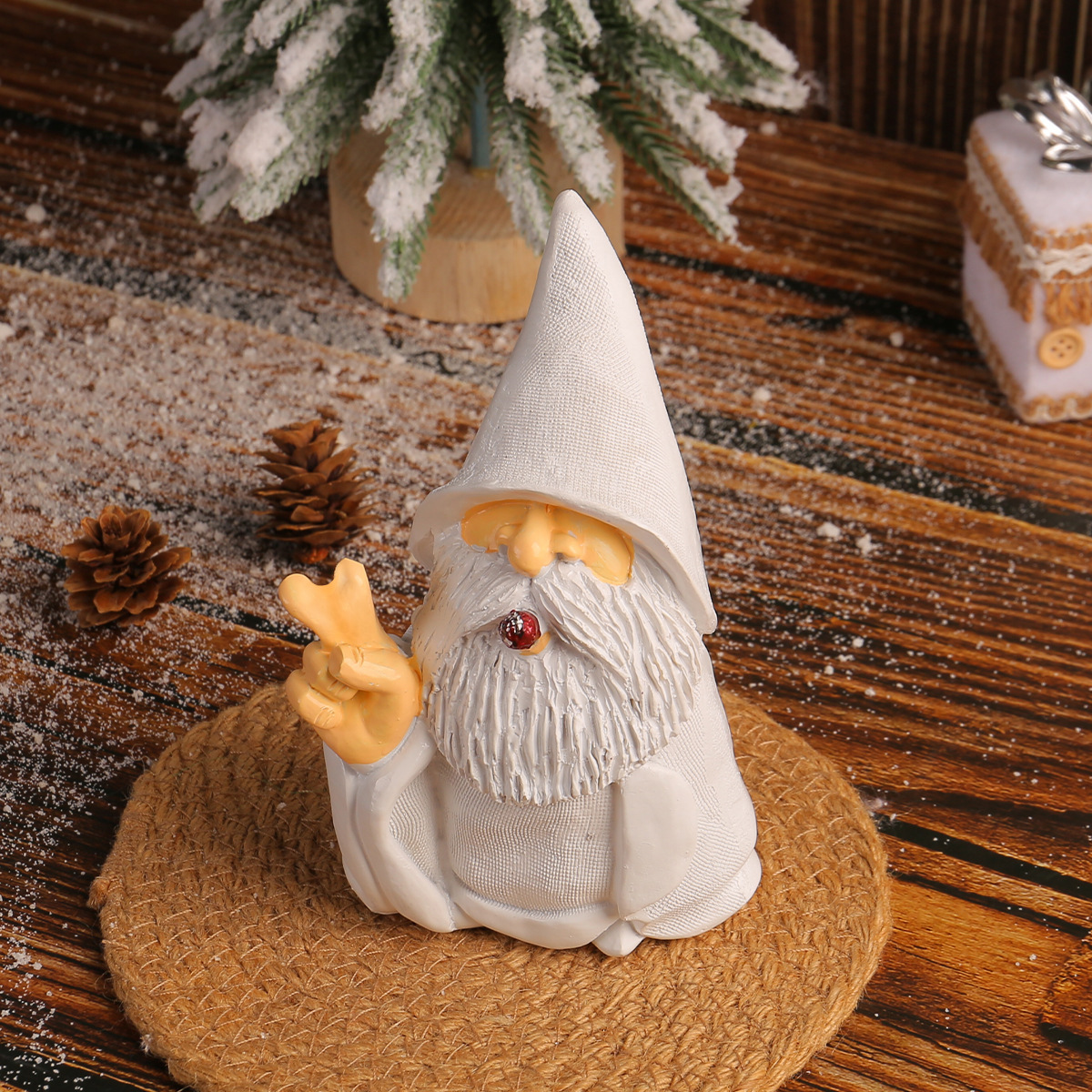 tijeras transfronterizas barbas blancas enanos resina artesanía creativa patio de pie fumar decoración de ancianos