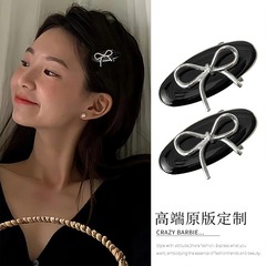 fever同款银色蝴蝶结发夹头饰小夹子甜酷风小众侧边刘海夹发饰品