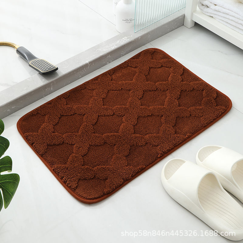 Alfombrilla jacquard de color sólido de cachemira de imitación de nuevo estilo Alfombrilla absorbente antideslizante en la puerta del baño