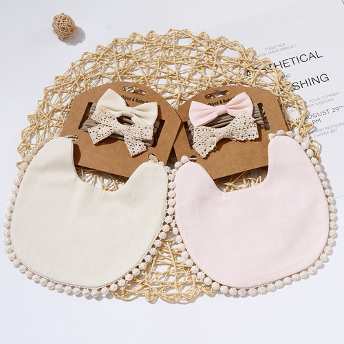 ins maternal and infant products baby bibs soft bamboo fiber cotton children's bibs solid color saliva towel headband cover