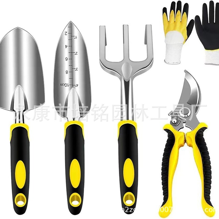 Fábrica directa transfronteriza Amazon venta caliente guante 5 piezas de aleación de aluminio conjunto de herramientas de jardinería