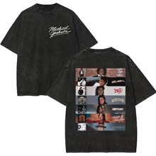 Rock Singer Michael Jackson Vintage Washed T Shirt High Qual