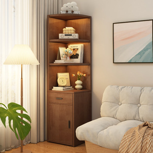 Solid Wood Corner Cabinet, Corner Cabinet, Triangular Storage Cabinet, Floor-To-Ceiling Wall-Mounted Narrow Slit Cabinet, Children's Home Bookshelf, Simple Bookcase