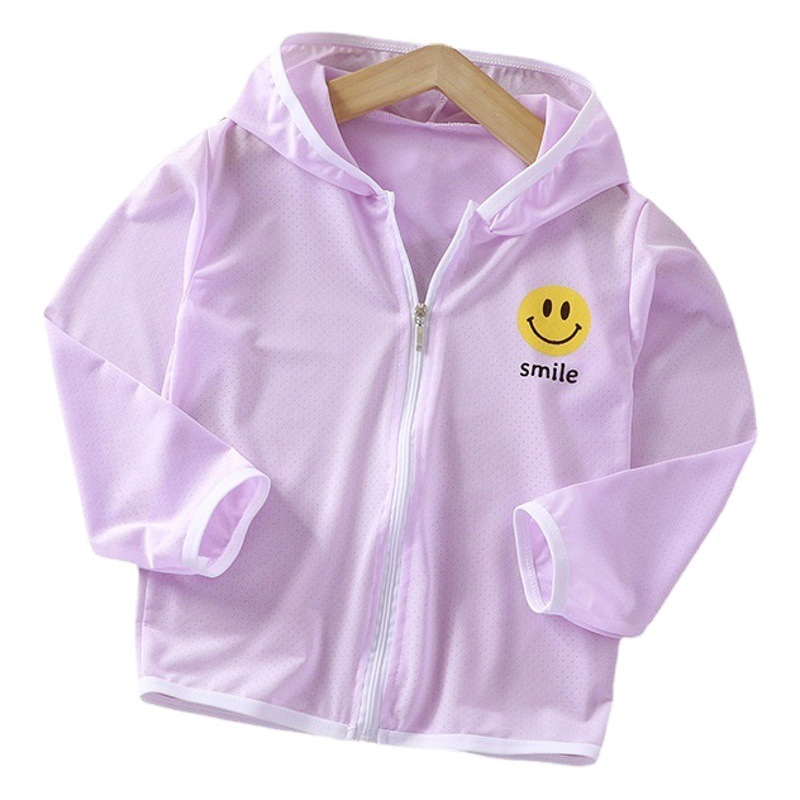 Children's Sun Protection Clothing, Thin, Breathable, Ice Silk, Girls' Casual Sunshade Summer Hooded Jacket, Outdoor Baby Ultra-Lightweight