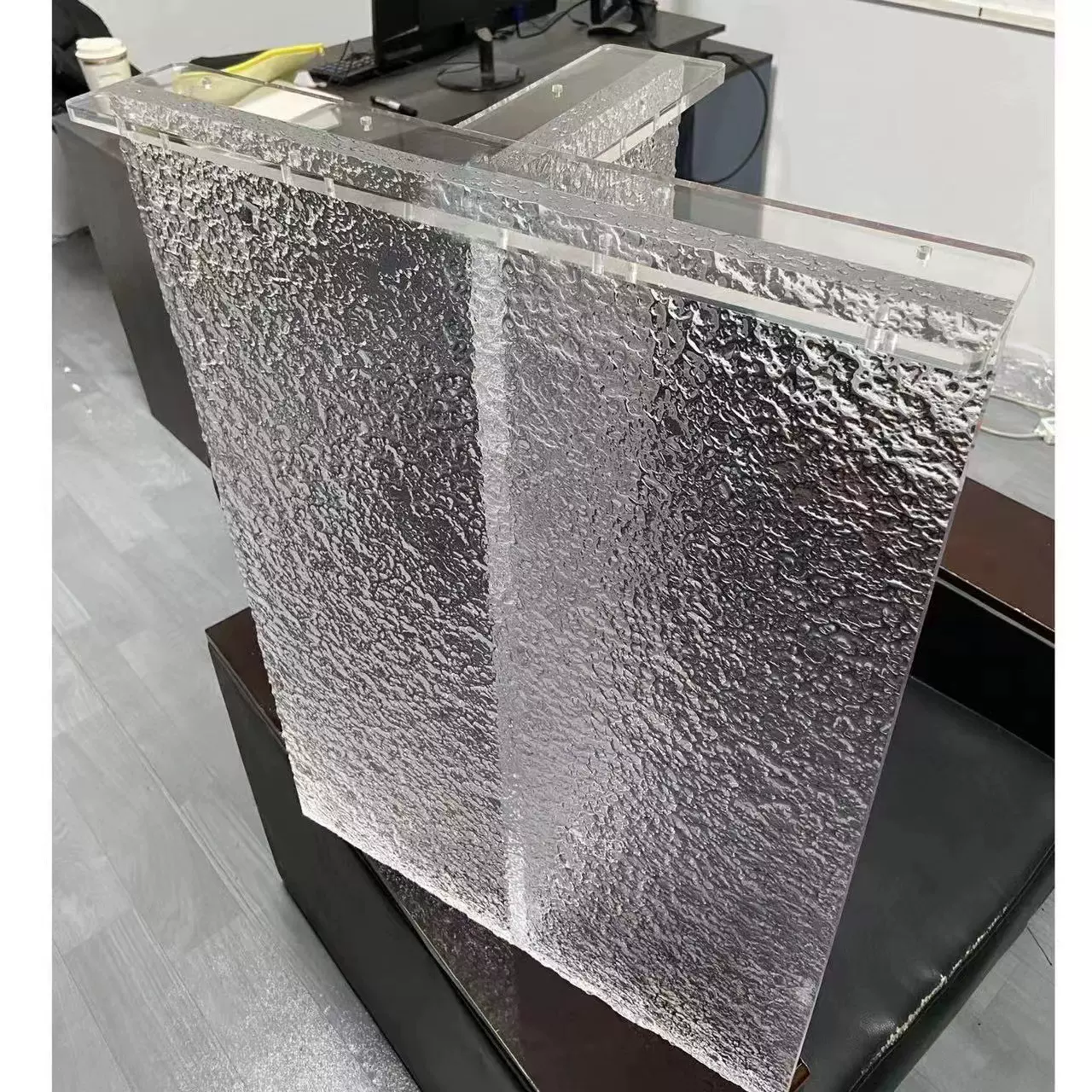 亚克力透明网红石头纹桌腿定 制水波纹桌腿时尚悬浮艺术轻奢简约