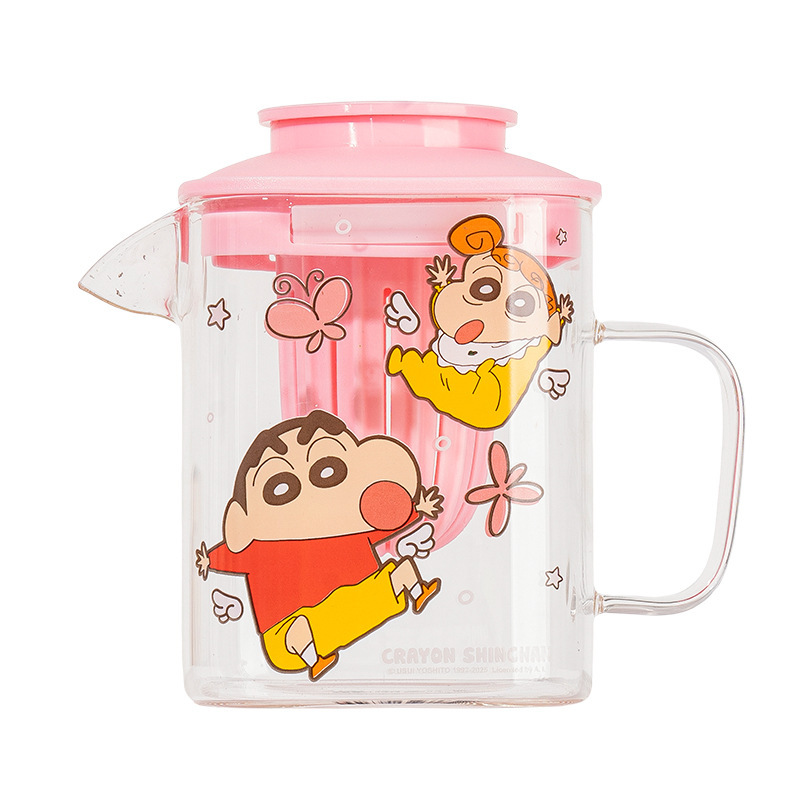 クレヨンしんちゃん ジョイントガラス コールドケトル ティーポット カップセット 家庭用ウォーターカップ コールドケトル 誕生日プレゼント|undefined