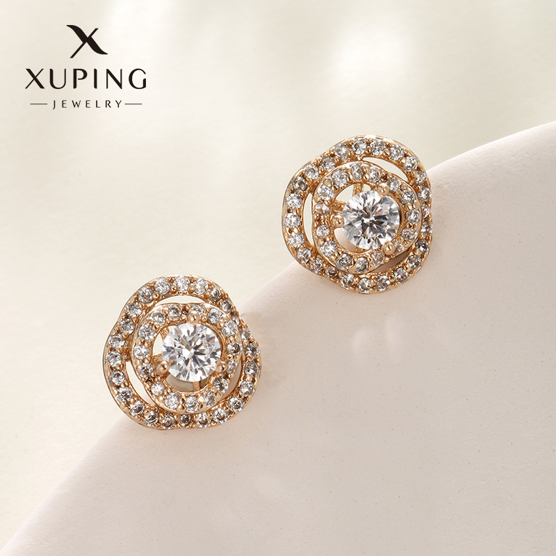 Xuping diamante hueco rosa zircón pendientes simples pequeños y exquisitos pendientes de verano de alta calidad pendientes para mujeres