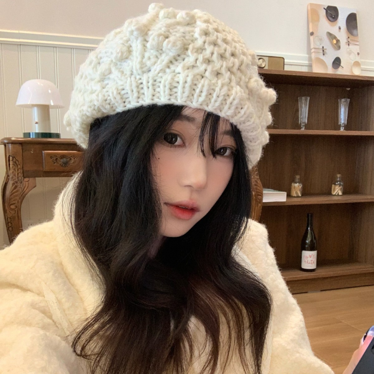 Women's Winter Wool Crochet Beret Handmade Knitted Painter Hat_voghion.com