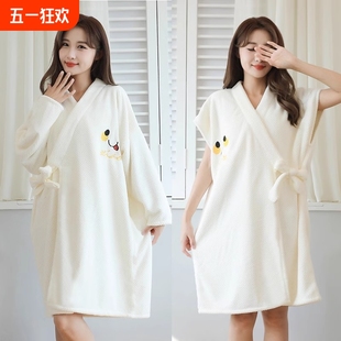 Bath Towel Bathrobe Women's Summer 2025 New Wearable Nightgown Wearable and Wrapable Bath Towel Absorbent Quick-Drying Short-Sleeved Large Size