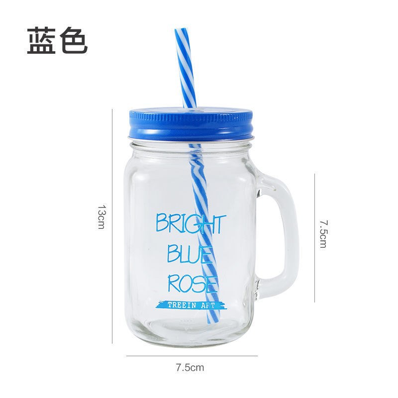 Fábrica al por mayor Polla taza Internet celebridad gradiente color Mason taza paja vidrio taza con mango fútbol taza de agua