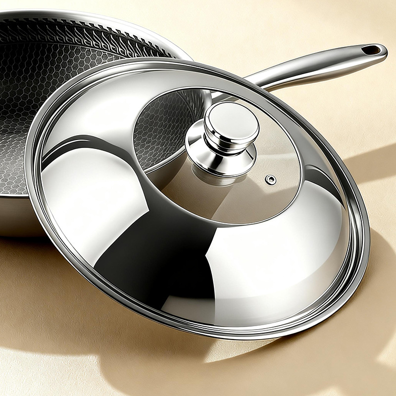 304 Stainless Steel Pot Lid for Home Use, Anti-Scalding, Elevated and Thickened, Visible Lid, Universal for 32-34cm High-Temperature Resistant Cooking Pots