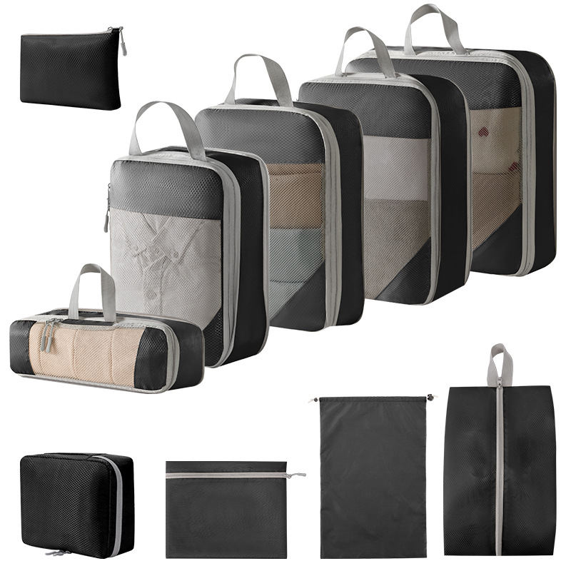 5 장 세트 + 슈즈백 + 플랫 포켓 + 워시백 + 디지털 백 + 번들 포켓 [10 장 세트 블랙]]