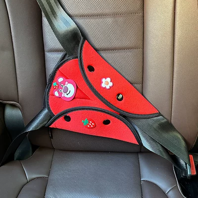 Cartoon Cute Car Seatbelt – Seat belt shoulder pad - strawberry-bear-red-adjustment-fixer